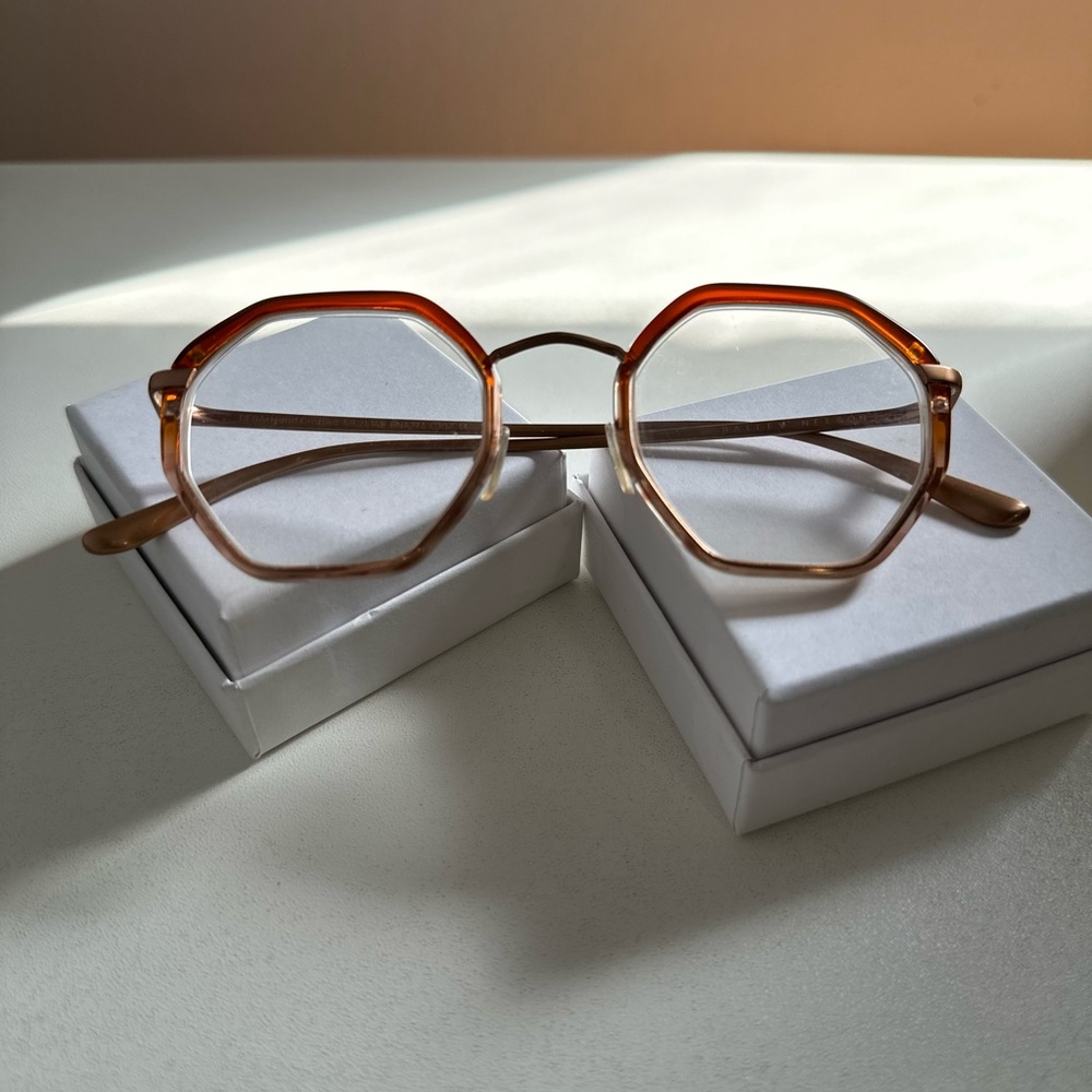Unisex Octagonal Rose Gold Glasses